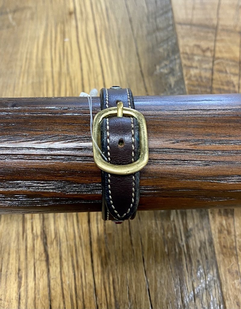 Horse Fare Plain Leather Bracelet with Garnet/Peridot/Amethyst Crsytal Rivets