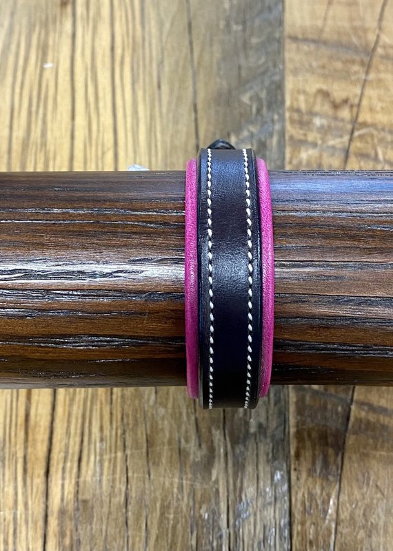 Horse Fare Horse Fare Leather Bracelet Brown w/Pink Pad Brass Buckle