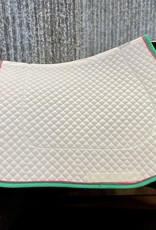 Wilker's Wilker's Small Diamond Quilt All Purpose Saddle Pad White/Kelly Green/Raspberry