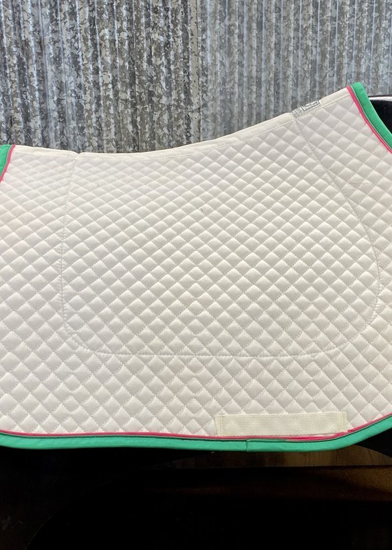 Wilker's Wilker's Small Diamond Quilt All Purpose Saddle Pad White/Kelly Green/Raspberry