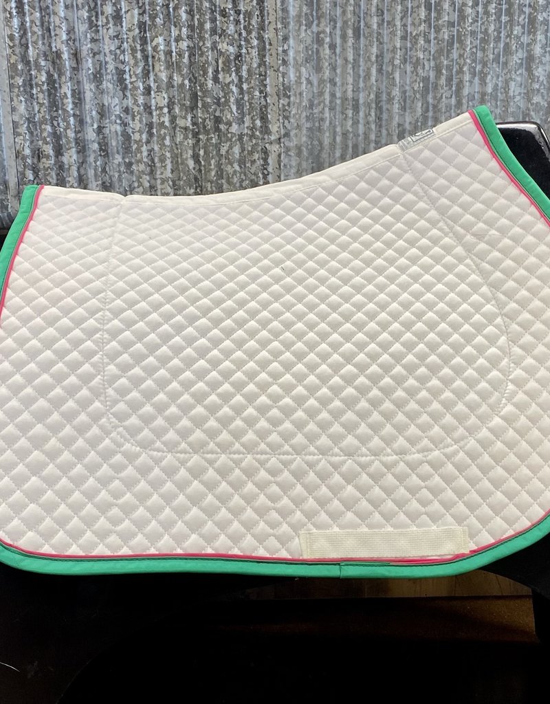 Wilker's Wilker's Small Diamond Quilt All Purpose Saddle Pad White/Kelly Green/Raspberry