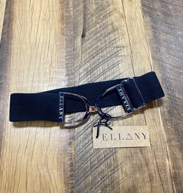 Ellany Equestrian Ellany 2" Silver Stirrup Elastic Belt Black