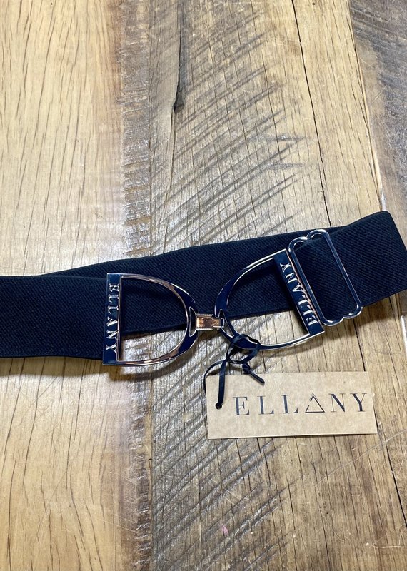 Ellany Equestrian Ellany 2" Silver Stirrup Elastic Belt Black