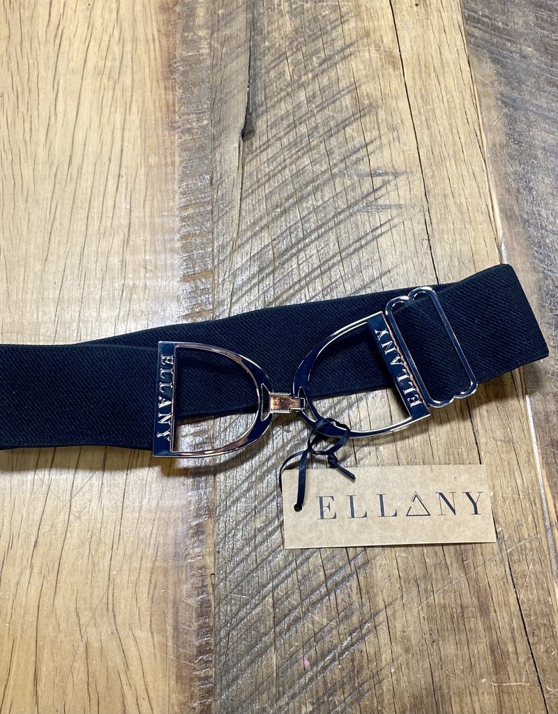 Ellany Equestrian Ellany 2" Silver Stirrup Elastic Belt Black
