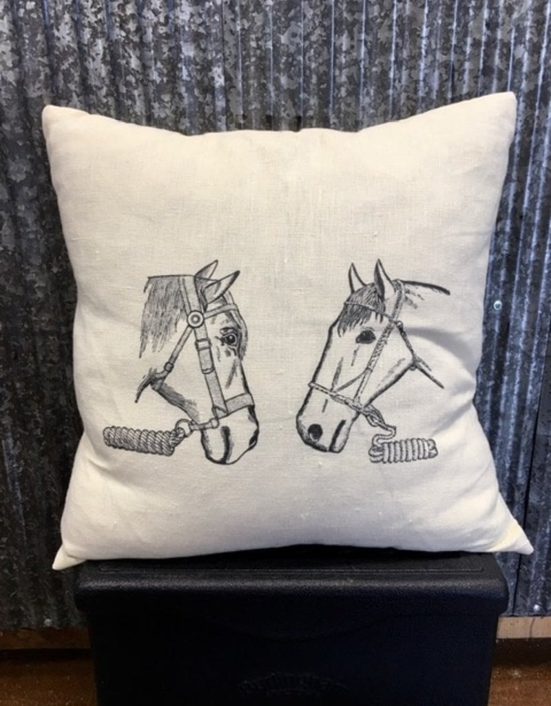 Ox Bow Decor Mr. and Mrs. Ed Equestrian Pillow Warm White Linen