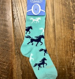 Ovation Ovation Child Trot Up Crew Sock Mint/Navy/White