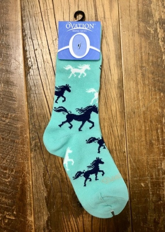 Ovation Ovation Child Trot Up Crew Sock Mint/Navy/White