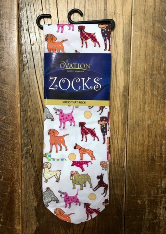 Ovation Ovation Ladies Zocks Dog Show On White Boot Sock