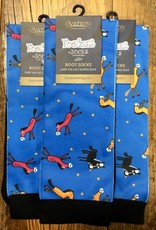 Ovation Ovation Footzees Boot Socks Pony Print Blue