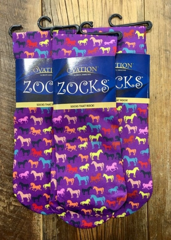 Ovation Ovation Ladies Zocks Boot Socks Purple Multi Horse