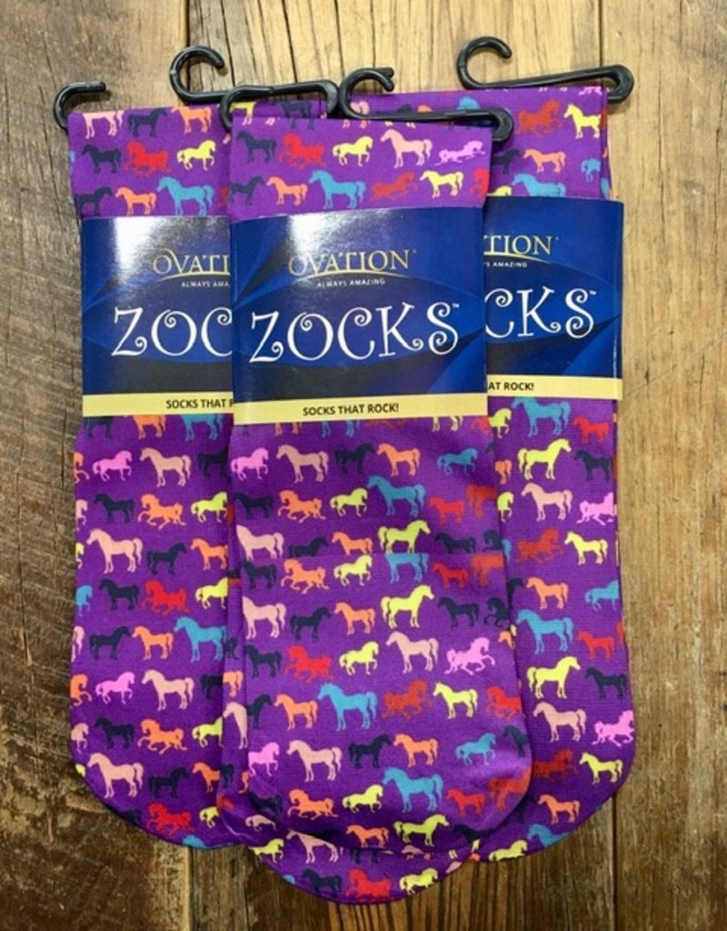 Ovation Ovation Ladies Zocks Boot Socks Purple Multi Horse
