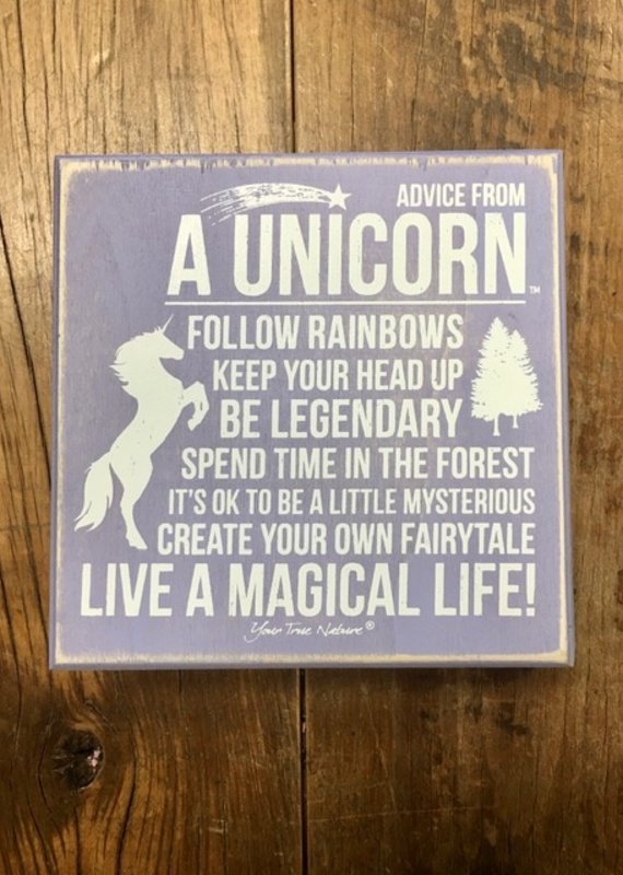 Primitives By Kathy Box Sign "Advice From A Unicorn"