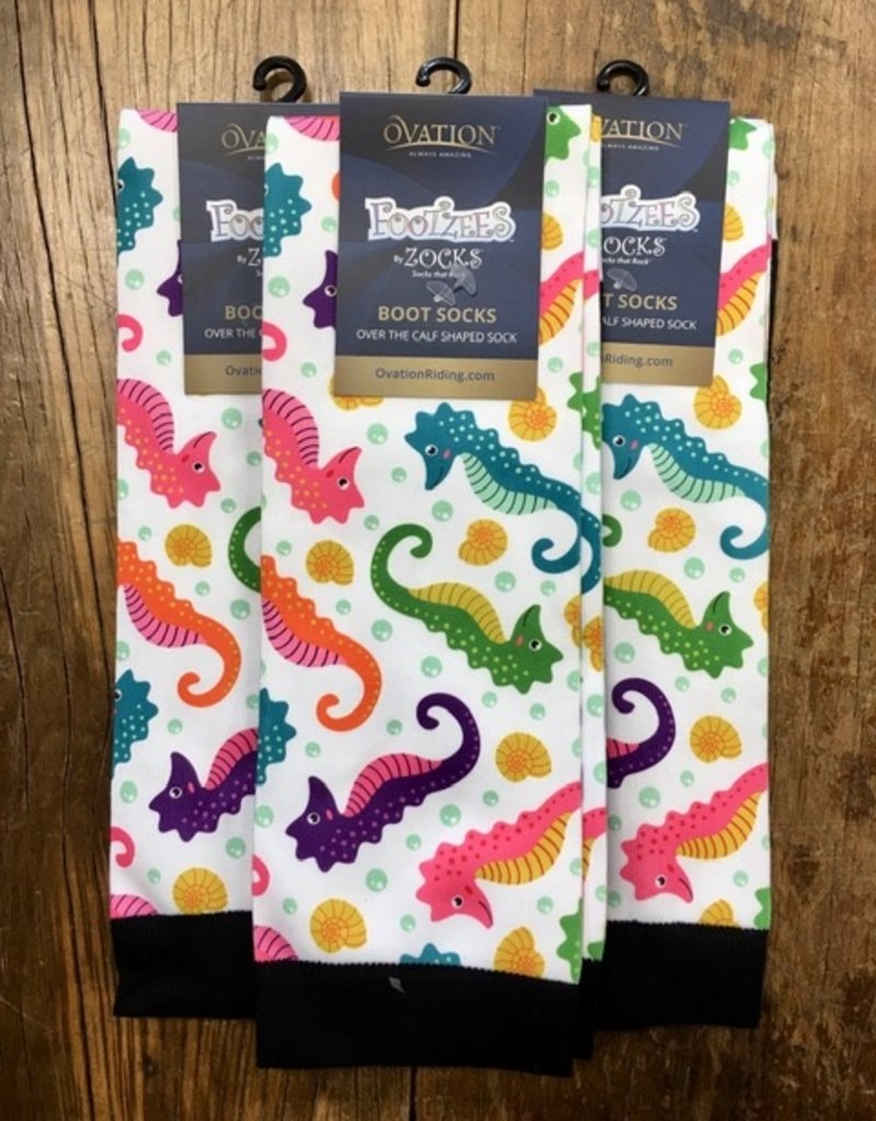 Ovation Ovation Ladies Footzees Boot Socks Seahorses Swirl