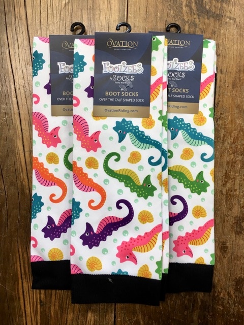 Ovation Ladies Footzees Boot Socks Seahorses Swirl - Franklin Saddlery