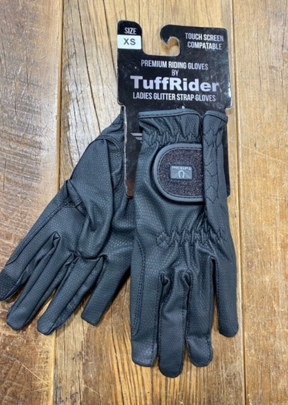 Tuffrider TuffRider Ladies Glitter Strap Gloves Black