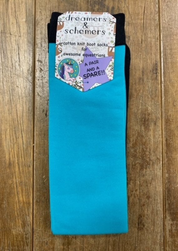 Dreamers & Schemers Dreamers & Schemers Bright Teal Cotton Knit Boot Socks