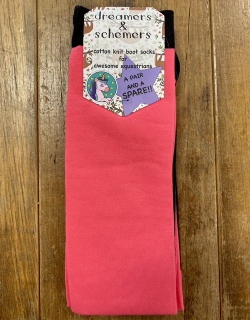 Dreamers & Schemers Dreamers & Schemers Flamingo Pink Cotton Knit Boot Socks