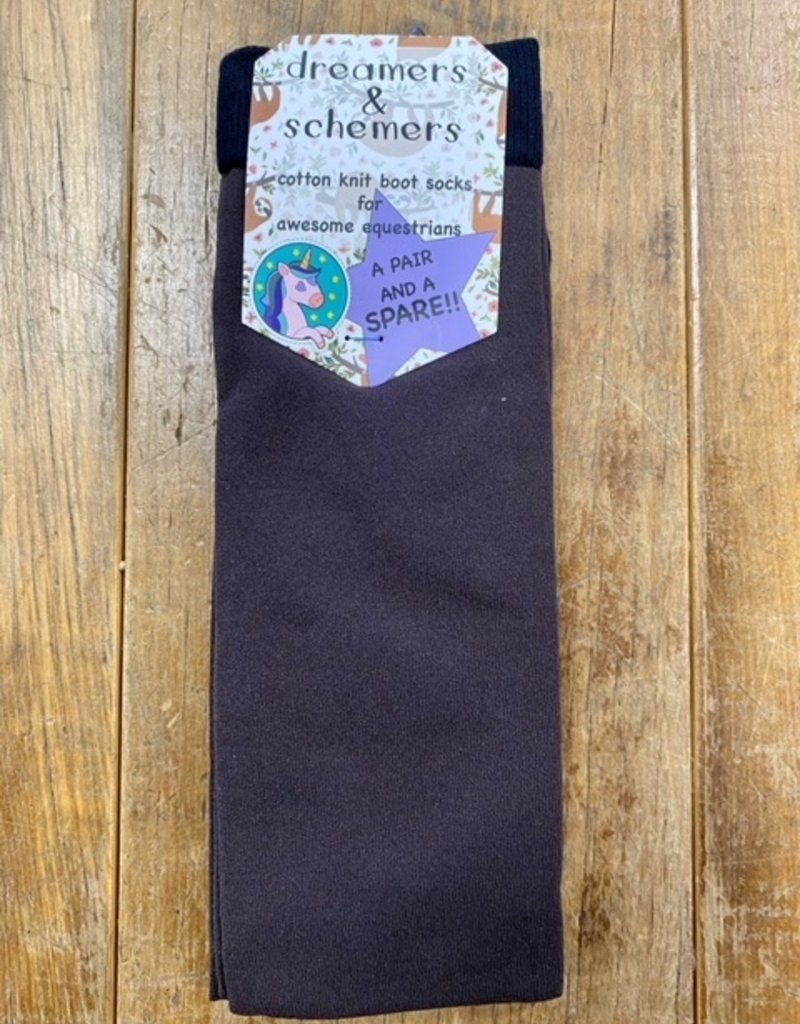 Dreamers & Schemers Dreamers & Schemers Simple Solids Pair and Spare Knit Boot Socks Dark Brown