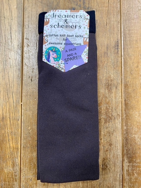Dreamers Schemers Dark Brown Cotton Knit Boot Socks Franklin