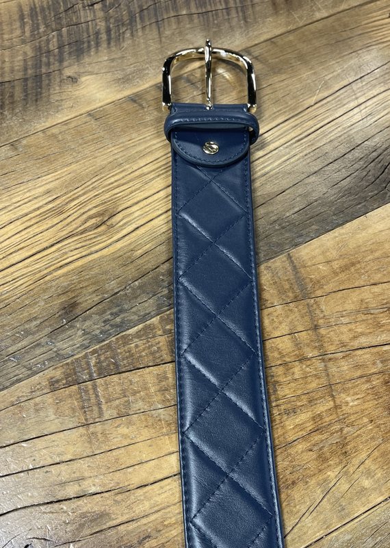 The Tailored Sportsman The Tailored Sportsman Leather Quilted Belt Navy/Gold