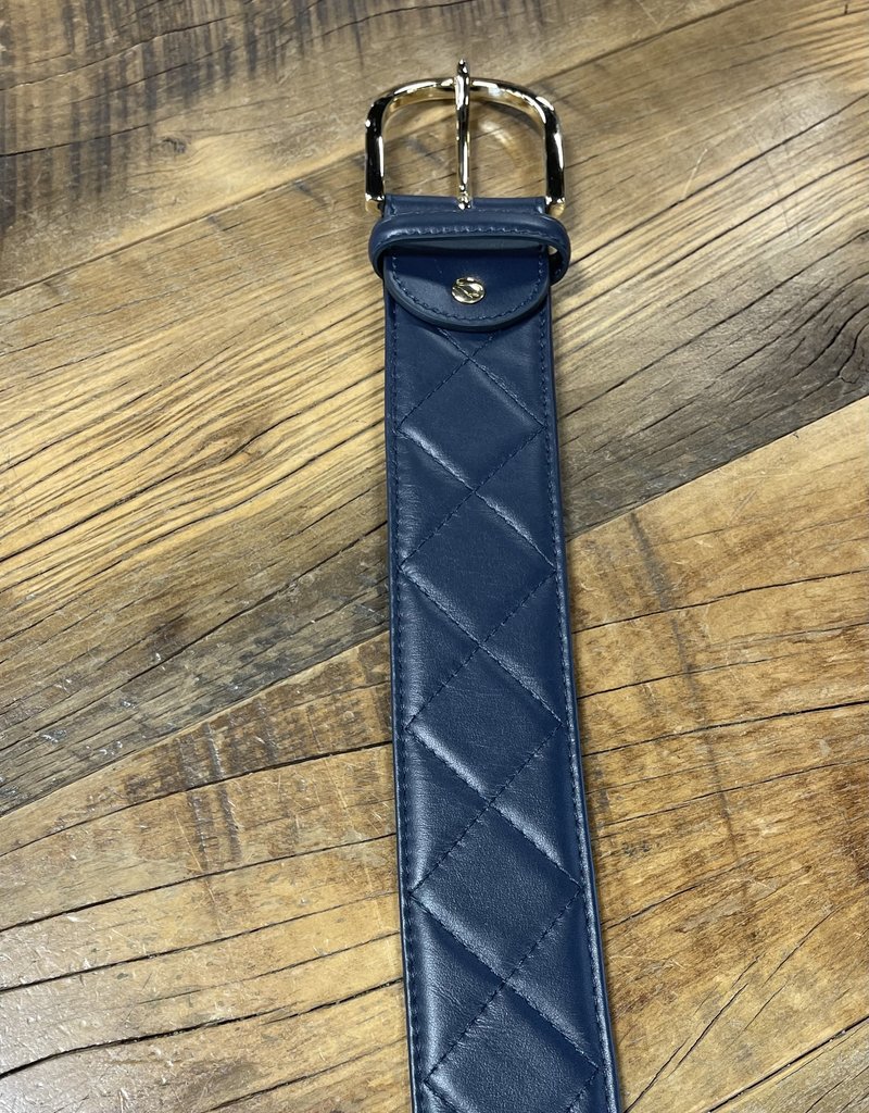 The Tailored Sportsman The Tailored Sportsman Leather Quilted Belt Navy/Gold