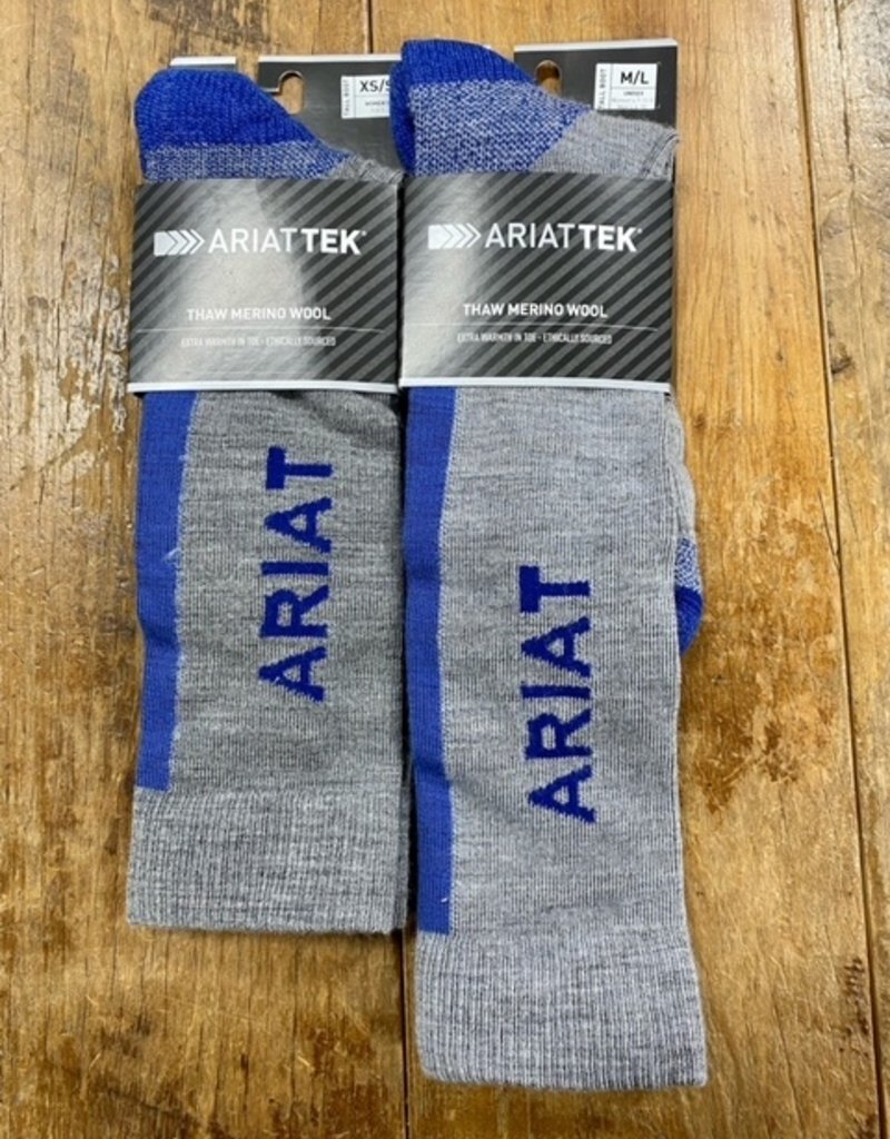 Ariat Ariat Tek Thaw Merino Wool Boot Sock Grey/Blue