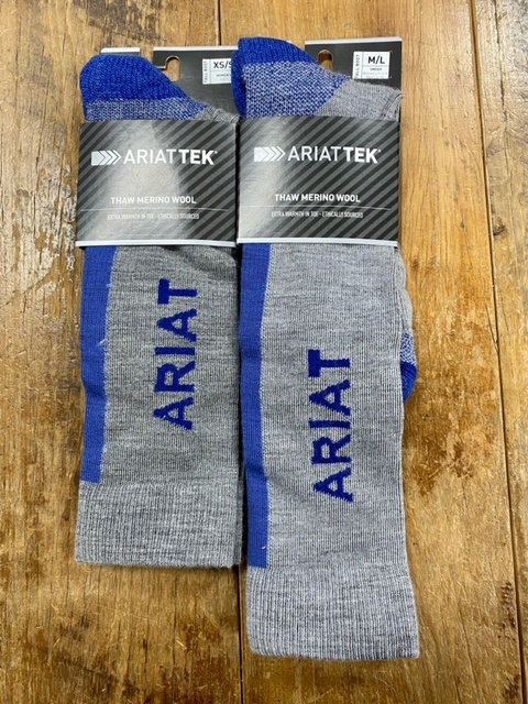 Ariat Tek Thaw Merino Wool Boot Sock Grey/Blue