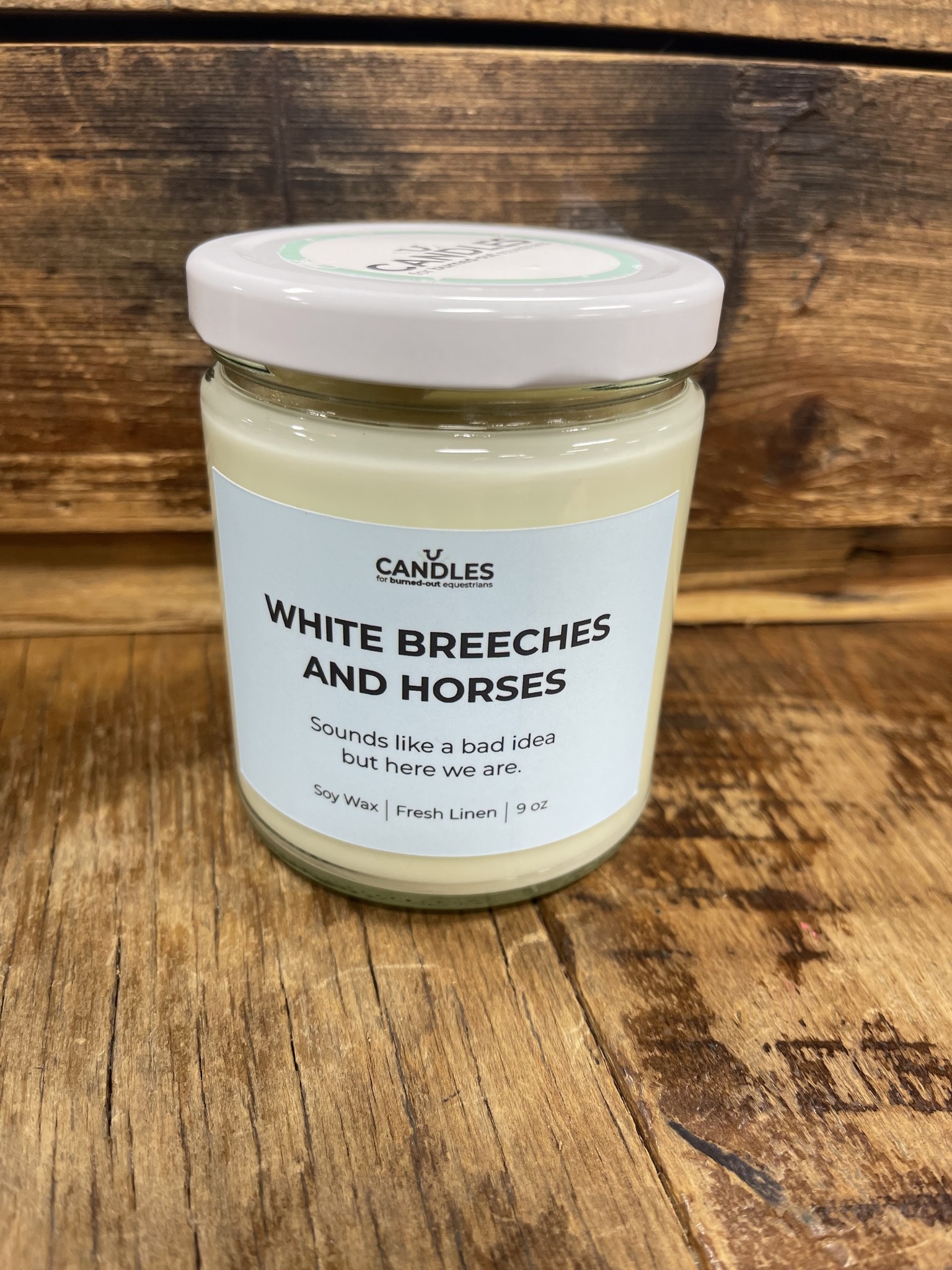 White Breeches Fresh Linen Candle 9oz - Franklin Saddlery