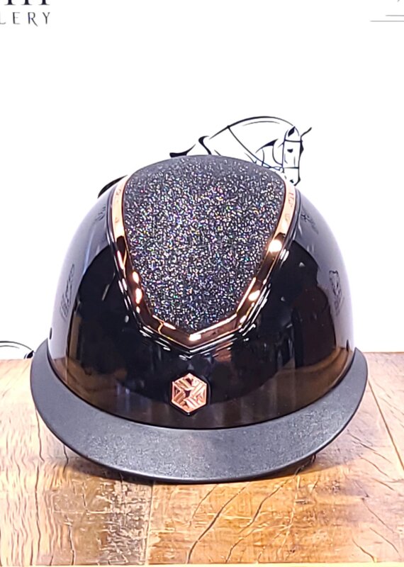 Charles Owen Charles Owen Kylo Black Gloss/Rose Gold Sparkly Wide Peak With Mips