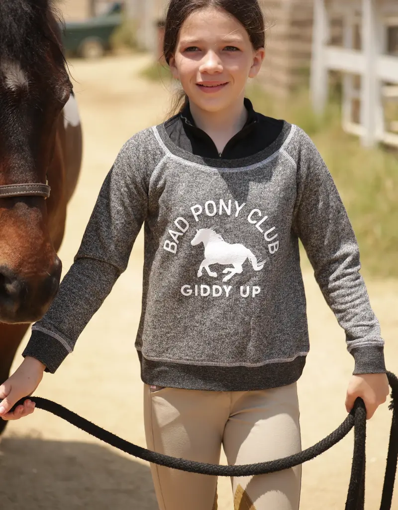 Bad Horse LA Bad Pony Club Girl's Sweatshirt Heather Black