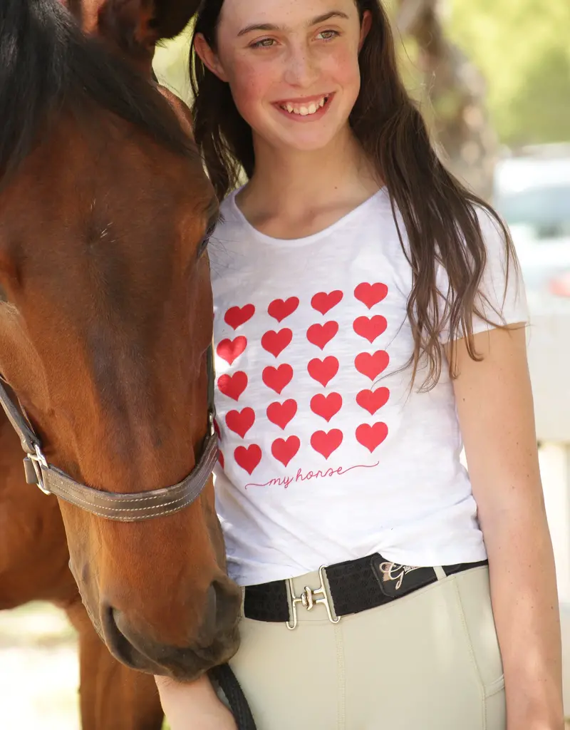 Bad Horse LA Bad Pony Girls Heart My Horse Short Sleeve Shirt White