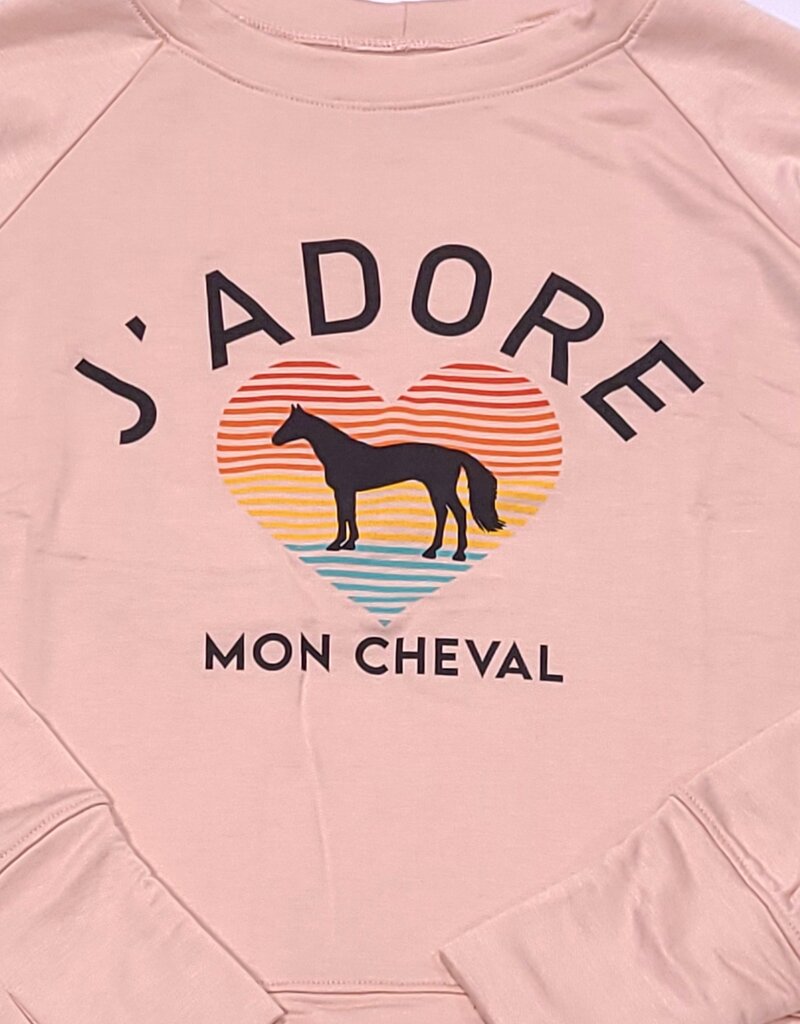 Bad Horse LA Bad Horse Ladies J'Adore Mon Cheval Beachy Sweatshirt Peach