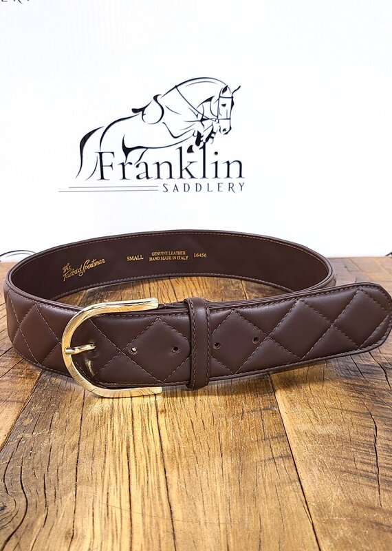 The Tailored Sportsman The Tailored Sportsman Leather Quilted Belt Chocolate/Gold