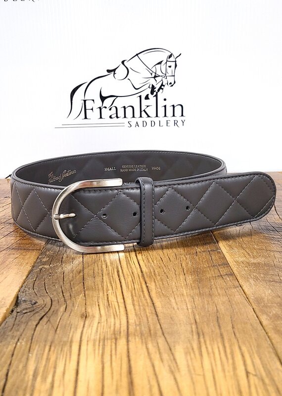 The Tailored Sportsman The Tailored Sportsman Leather Quilted Belt Anthracite/Silver