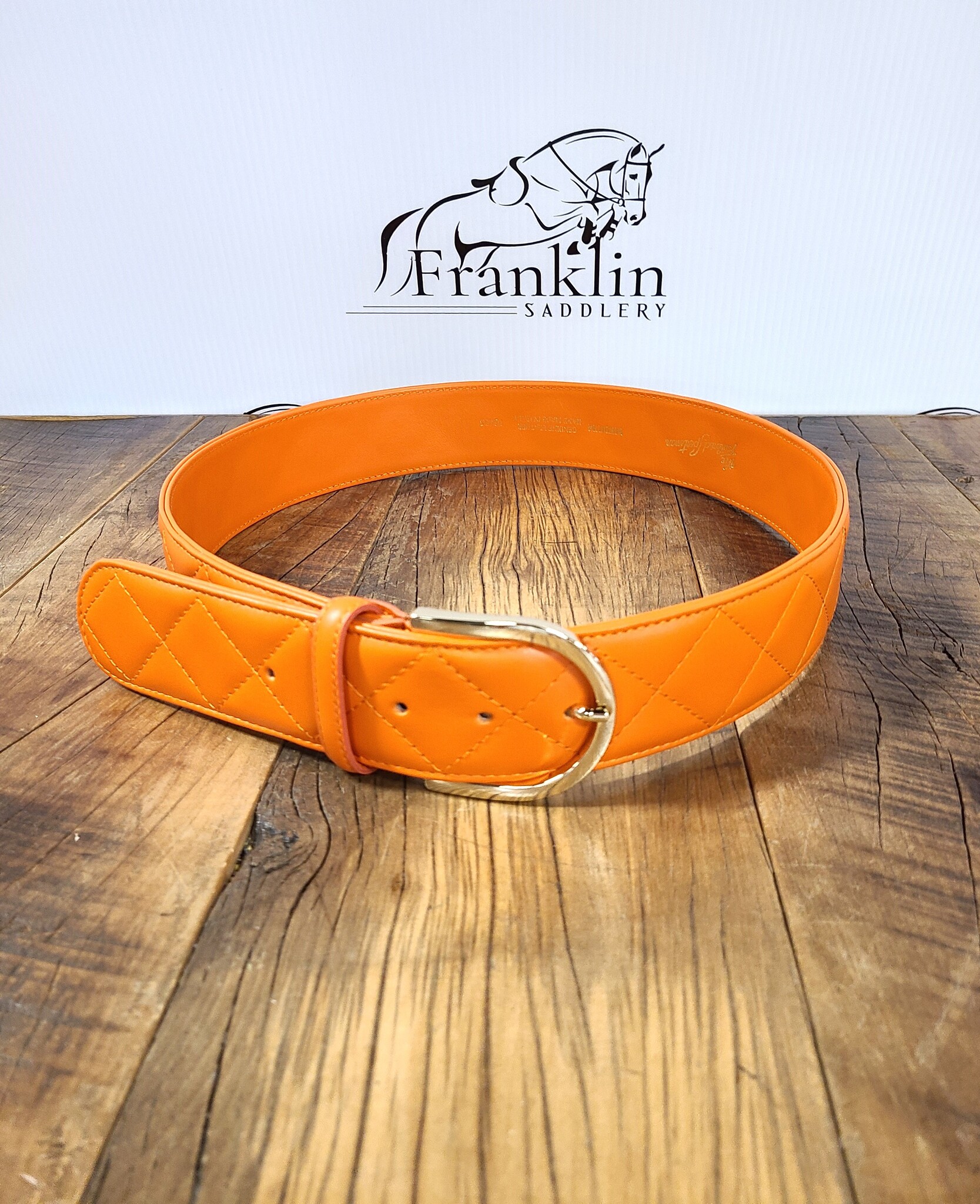 Tailored Sportsman’s Orange Leather Belt Tailored Sportsman In Contrast Belt Orange/Silver – The Tackeria main image 3
