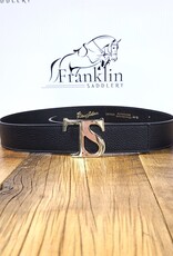 The Tailored Sportsman Leather Logo Belt Black/Silver