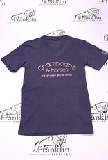 Equine & Design Champagne And Horses Women's Short Sleeve V-Neck Heather Navy