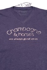 Equine & Design Champagne And Horses Women's Short Sleeve V-Neck Heather Navy