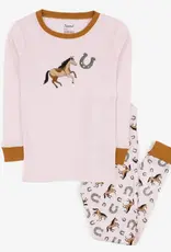 Leveret Leveret Girl's Two Piece PJ Set Pink Horses