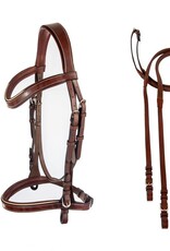 ADT Tack ADT Tack Classique Anatomical Bridle with Rubber Reins Brown