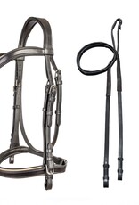 ADT Tack ADT Tack Classique Anatomical Bridle w/Calfskin Covered Rein Black