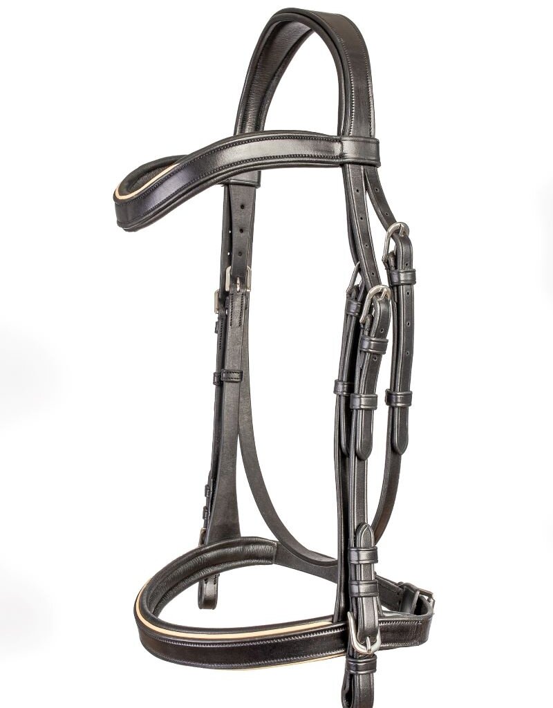 ADT Tack ADT Tack Classique Anatomical Bridle w/Calfskin Covered Rein Black