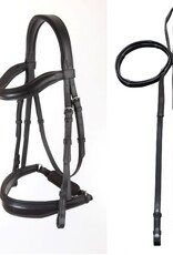 ADT Tack ADT Tack Leon Anatomical Dressage Bridle w/Calfskin Reins - Crank, Black