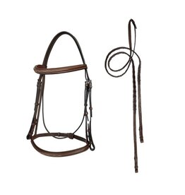ADT Tack ADT Tack Imperial Bridle with Laced Fancy Reins Regular Crown Brown Full