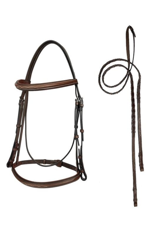 ADT Tack ADT Tack Imperial Bridle with Laced Fancy Reins Regular Crown Brown Full