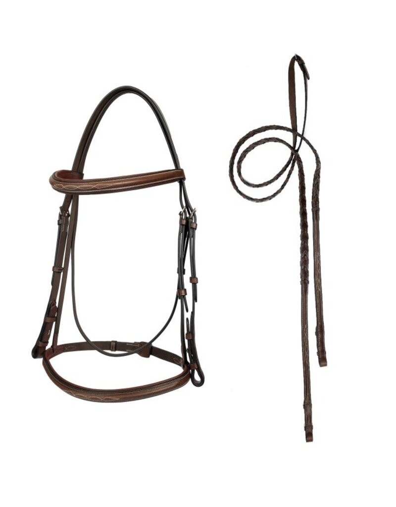 ADT Tack ADT Tack Imperial Bridle with Laced Fancy Reins Regular Crown Brown Full