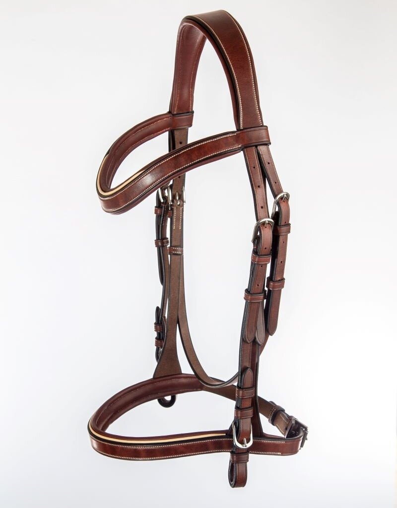ADT Tack ADT Tack Classique Anatomical Bridle with Rubber Reins Brown