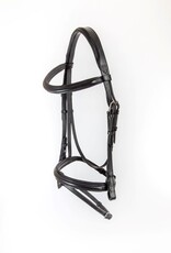 ADT Tack ADT Tack Chateau Dressage Bridle With Calfskin Reins Contour Padded Crown, Convertible Flash Black