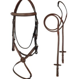 ADT Tack ADT Tack Imperial Figure 8 Bridle with Rubber Reins Regular Crown Brown