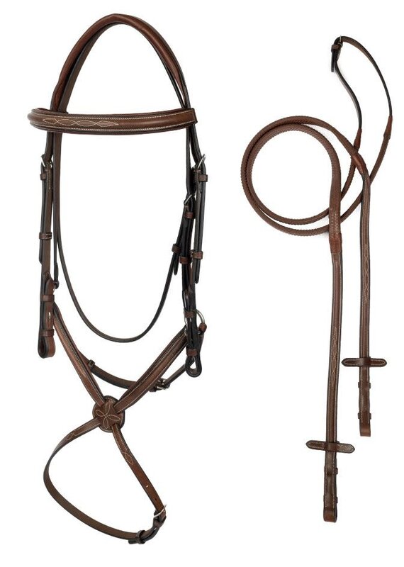 ADT Tack ADT Tack Imperial Figure 8 Bridle with Rubber Reins Regular Crown Brown